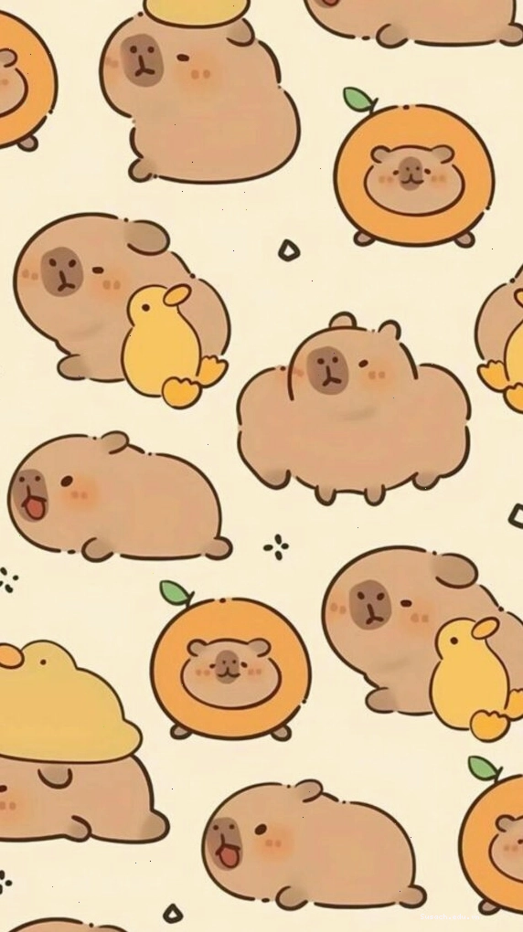 Đàn Capybara và vịt vàng