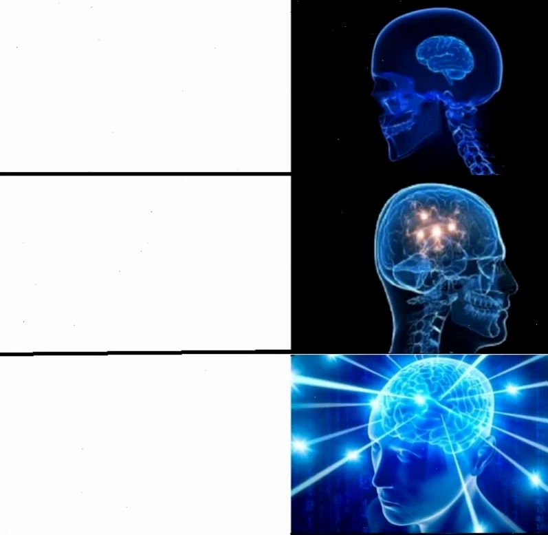 Galaxy Brain (3 Brains) Meme Template