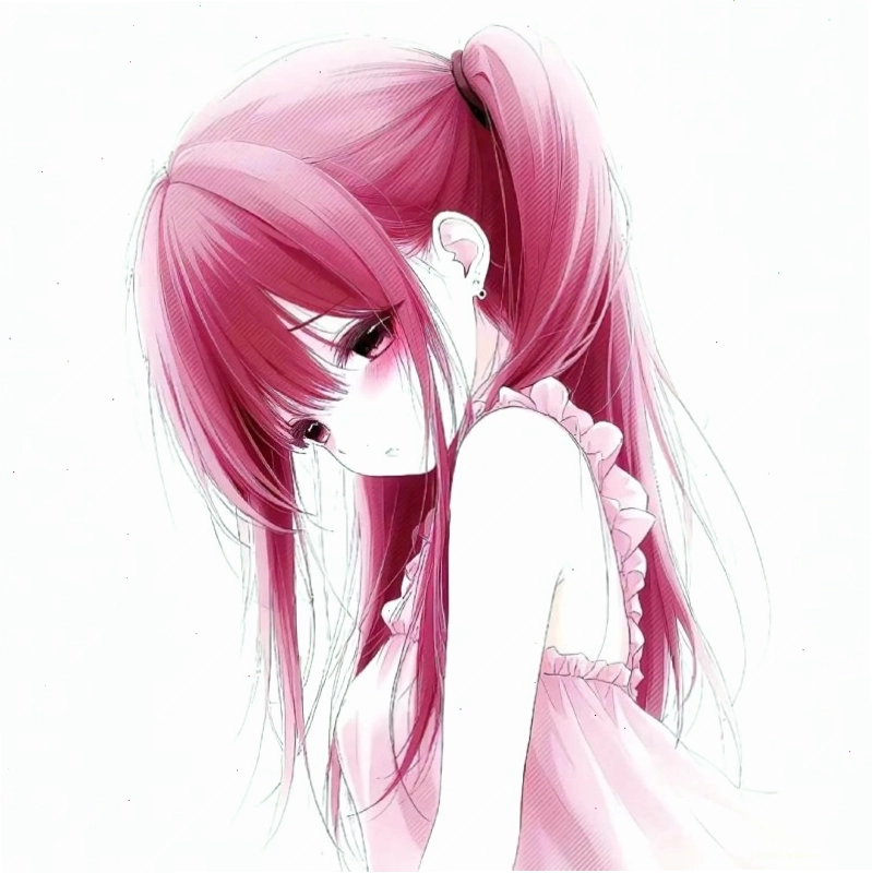 Hình ảnh avatar anime màu hồng với phong cách trong sáng