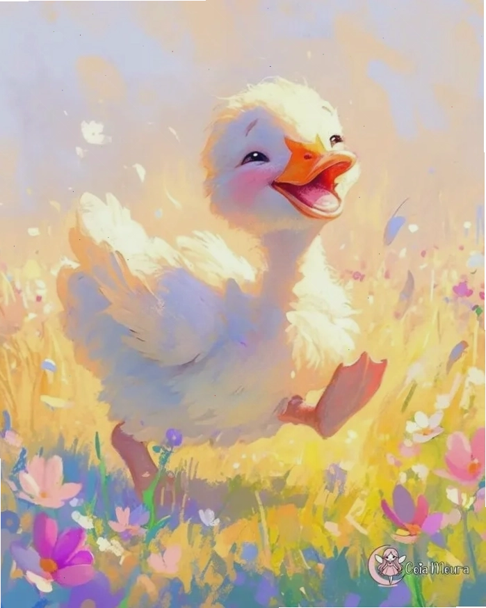 Hình ảnh chú vịt vàng chibi siêu cute với phụ kiện đáng yêu