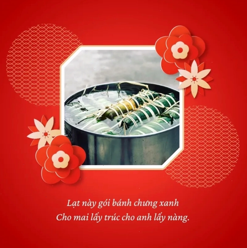 Hình ảnh mâm cỗ ngày Tết với bánh chưng
