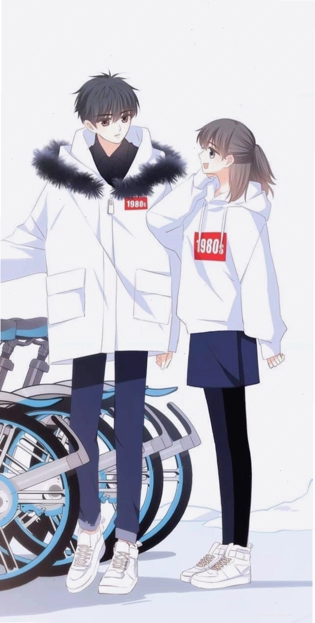 Hình đại diện anime cặp đôi đen trắng với phong cách tối giản