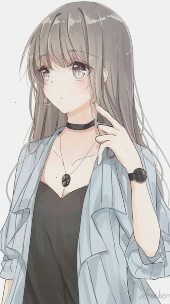Hình nền anime nữ lạnh lùng với trang phục trắng tinh khôi nhưng ánh mắt sắc lạnh