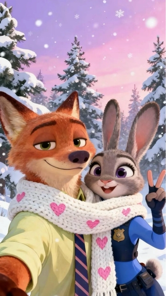 Hình nền cáo và thỏ Zootopia đầy màu sắc