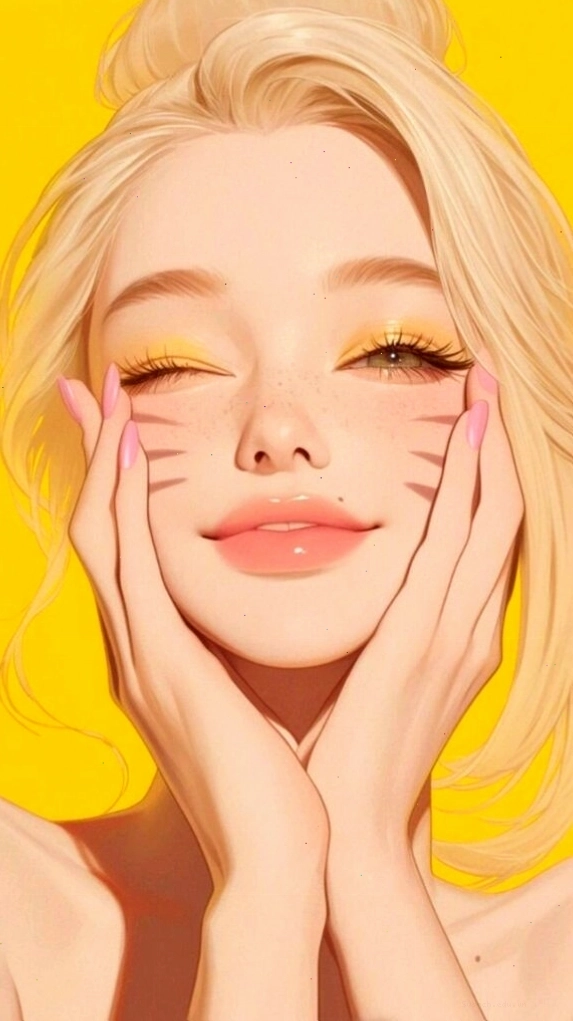 Hình nền cô gái tóc vàng cười rạng rỡ