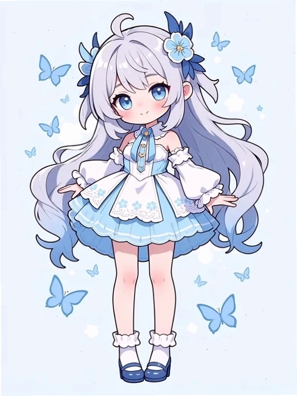Hình nền cute nữ chibi với trang phục học sinh đáng yêu