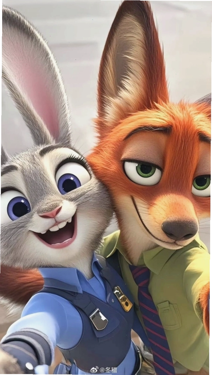 Hình nền điện thoại với avatar cáo và thỏ Zootopia