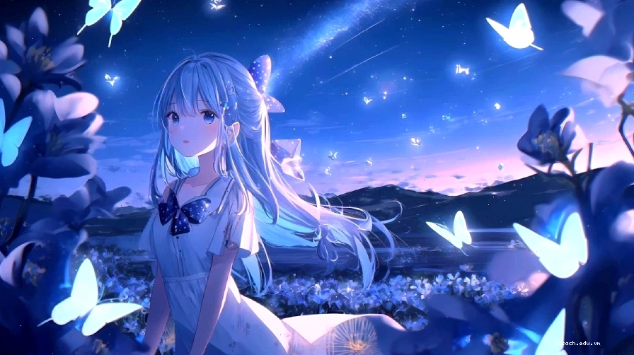Hình nền máy tính Anime cô gái 3D dễ thương với tông màu hồng chủ đạo