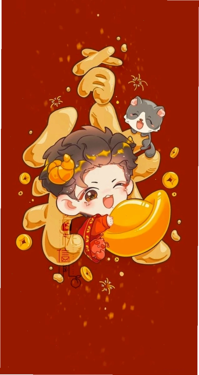 Hình nền Tết anime chibi dễ thương