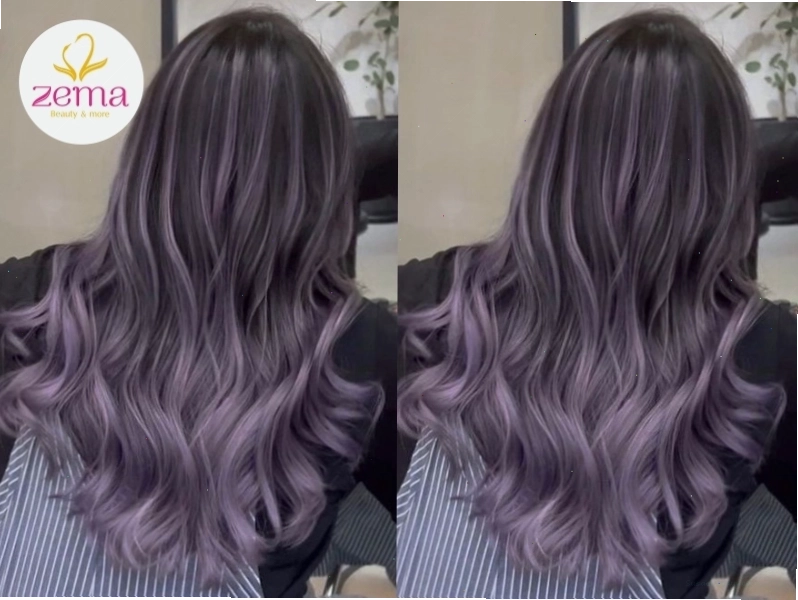 Màu khói ánh tím tạo hiệu ứng huyền ảo cho mái tóc nhuộm Balayage