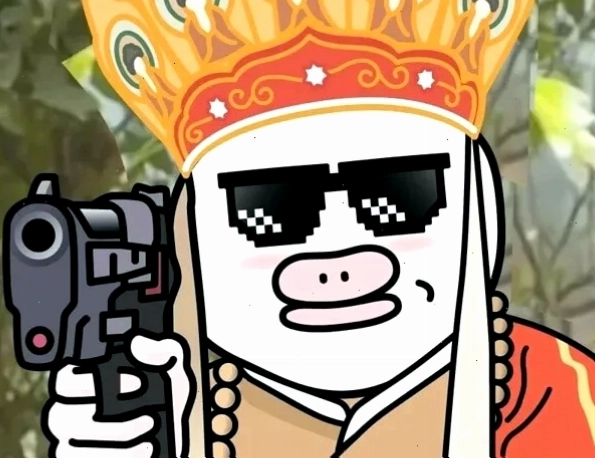 Meme Đường Tăng hài hước chỉa súng
