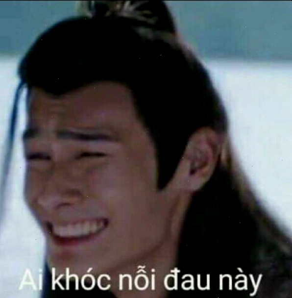 Meme lau nước mắt với vẻ mặt bất lực