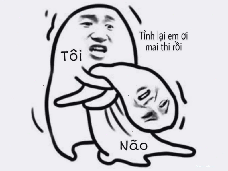 Meme "Não tôi khi mai thi" thể hiện sự hoang mang khi ôn bài sát ngày kiểm tra