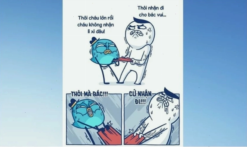 Meme Tết 2026 hài hước với phong cách vẽ tay