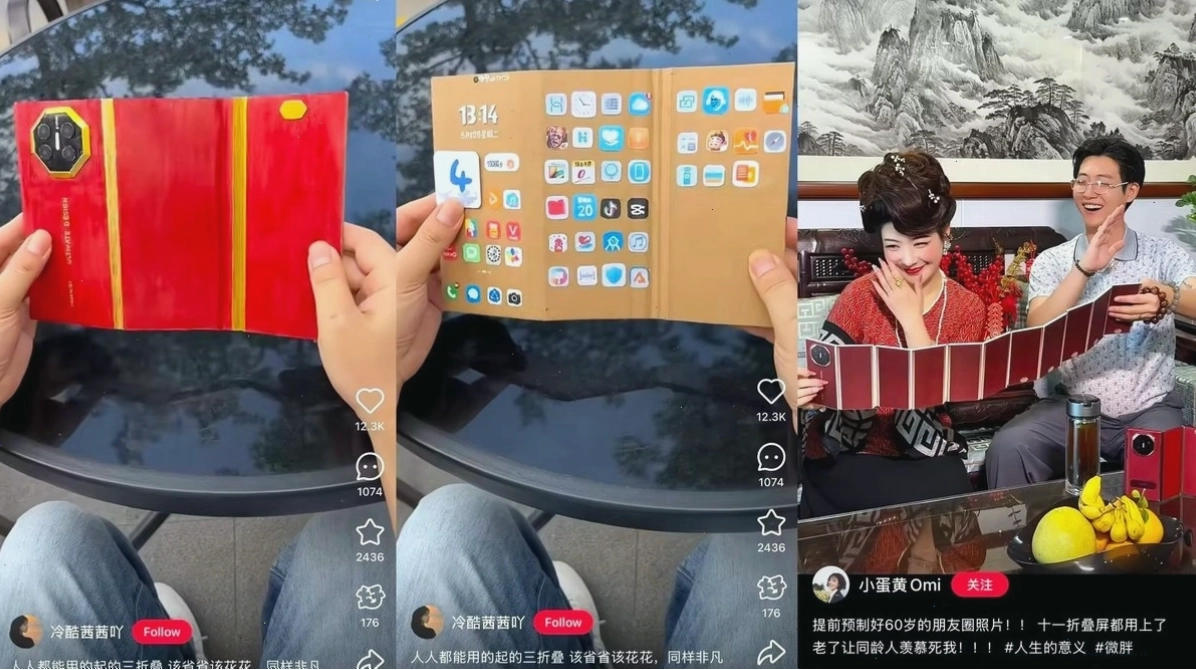 Meme trifold Trung Quốc sau khi Huawei Mate XT ra mắt