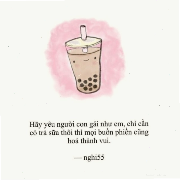 Meme uống trà sữa dễ thương