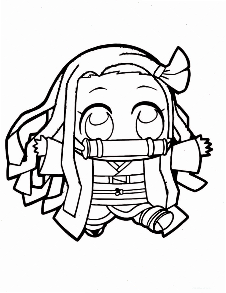 Nezuko Chibi đáng yêu trong trang phục học sinh