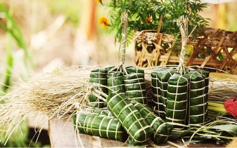 Những chiếc bánh tét được gói ghém cẩn thận
