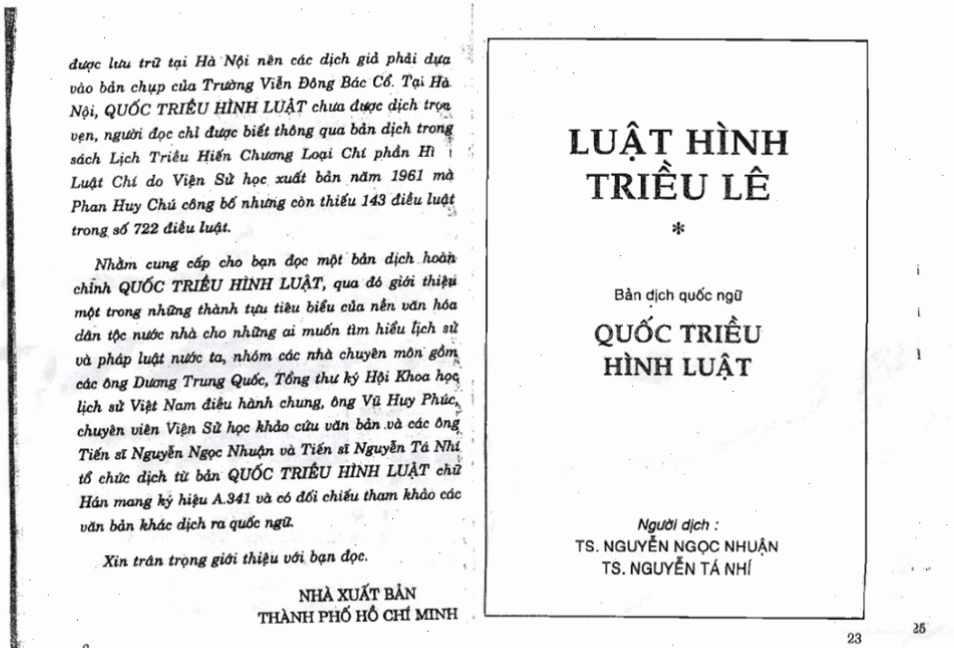 Quốc triều hình luật - Bộ luật tiến bộ của nhà Hậu Lê