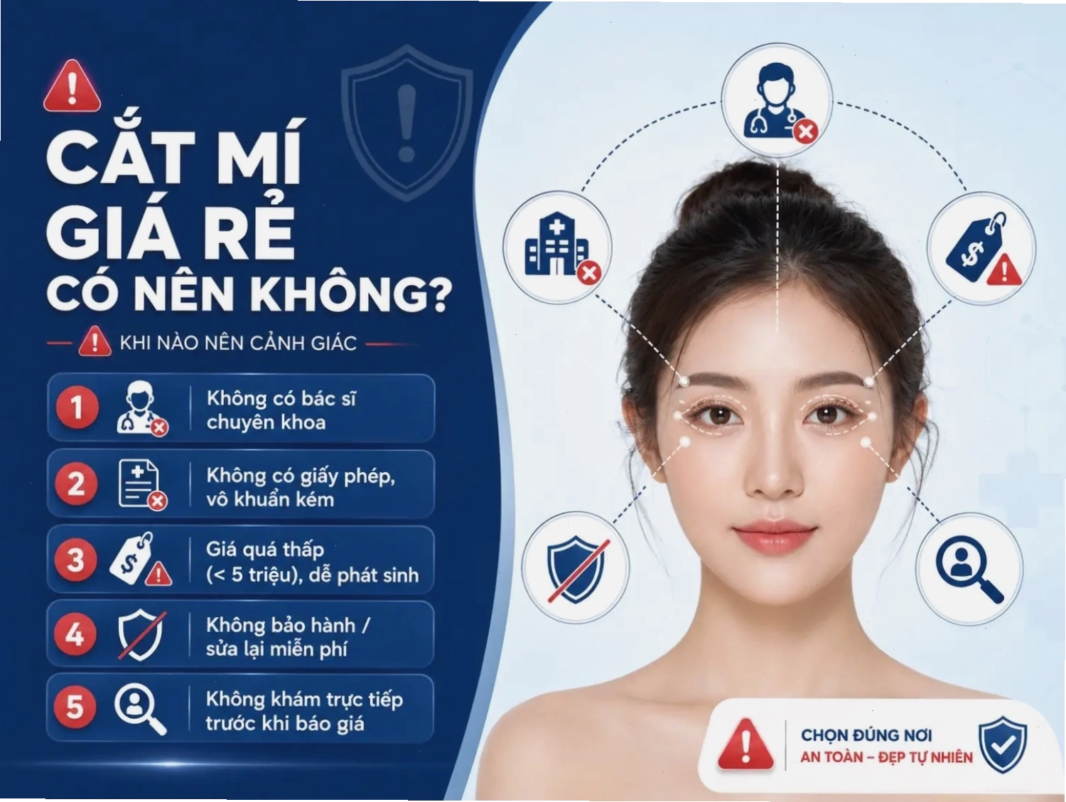 Rủi ro khi cắt mí giá rẻ tại các cơ sở không uy tín