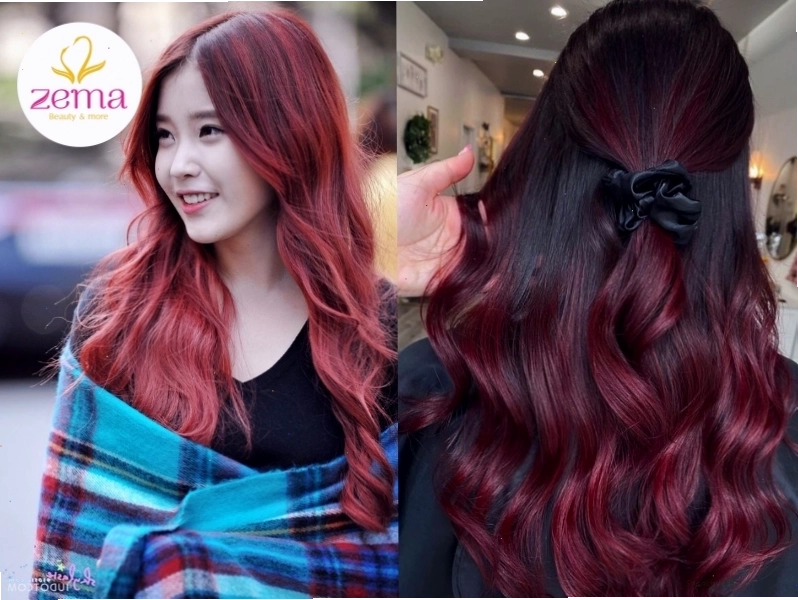 Tóc nhuộm Balayage màu đỏ rực rỡ, nổi bật và đầy cá tính