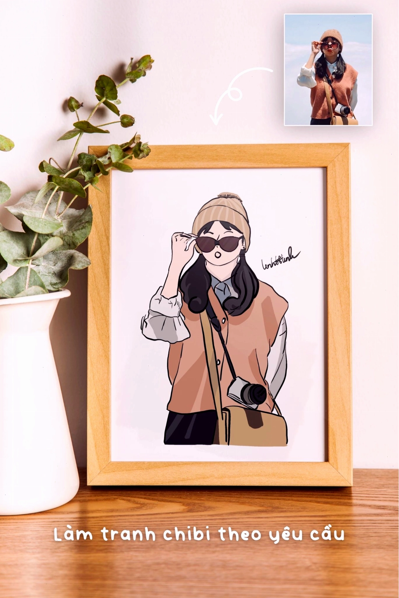 Ứng dụng ảnh chibi theo yêu cầu vẽ chân dung trên các sản phẩm lưu niệm