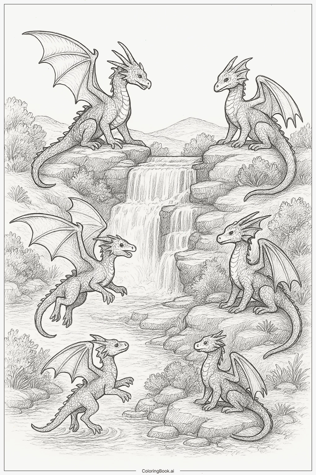 tranh tô màu sinh vật huyền bí dragon