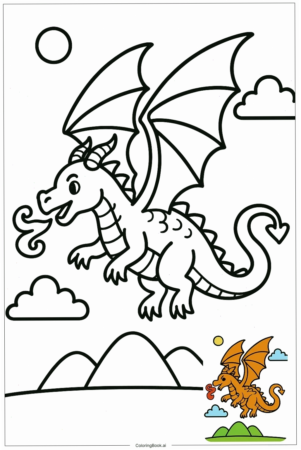 tranh tô màu sinh vật huyền bí dragon